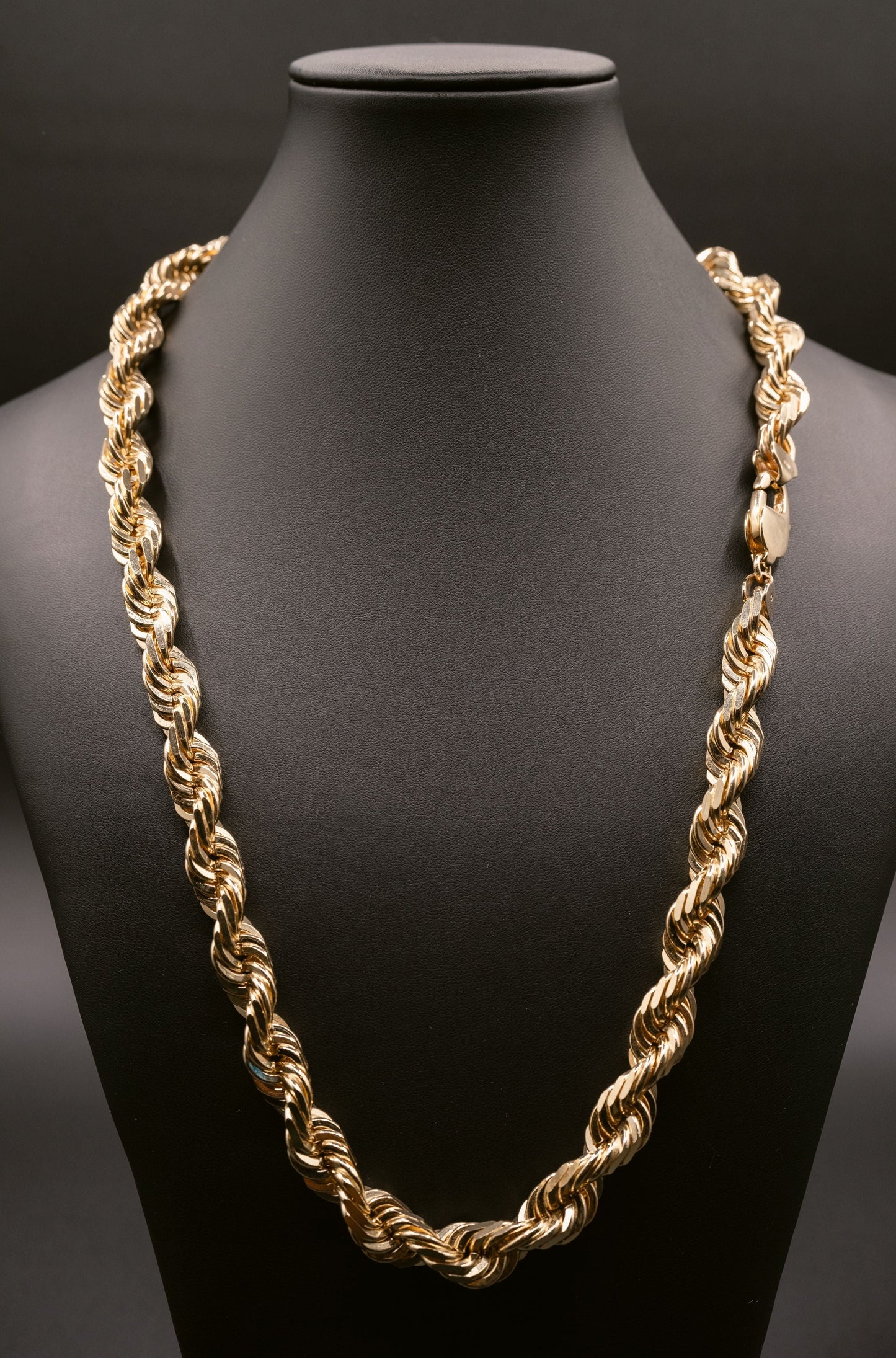 (14KT) 12MM - 20MM: Yellow Gold Diamond Cut Rope Chain