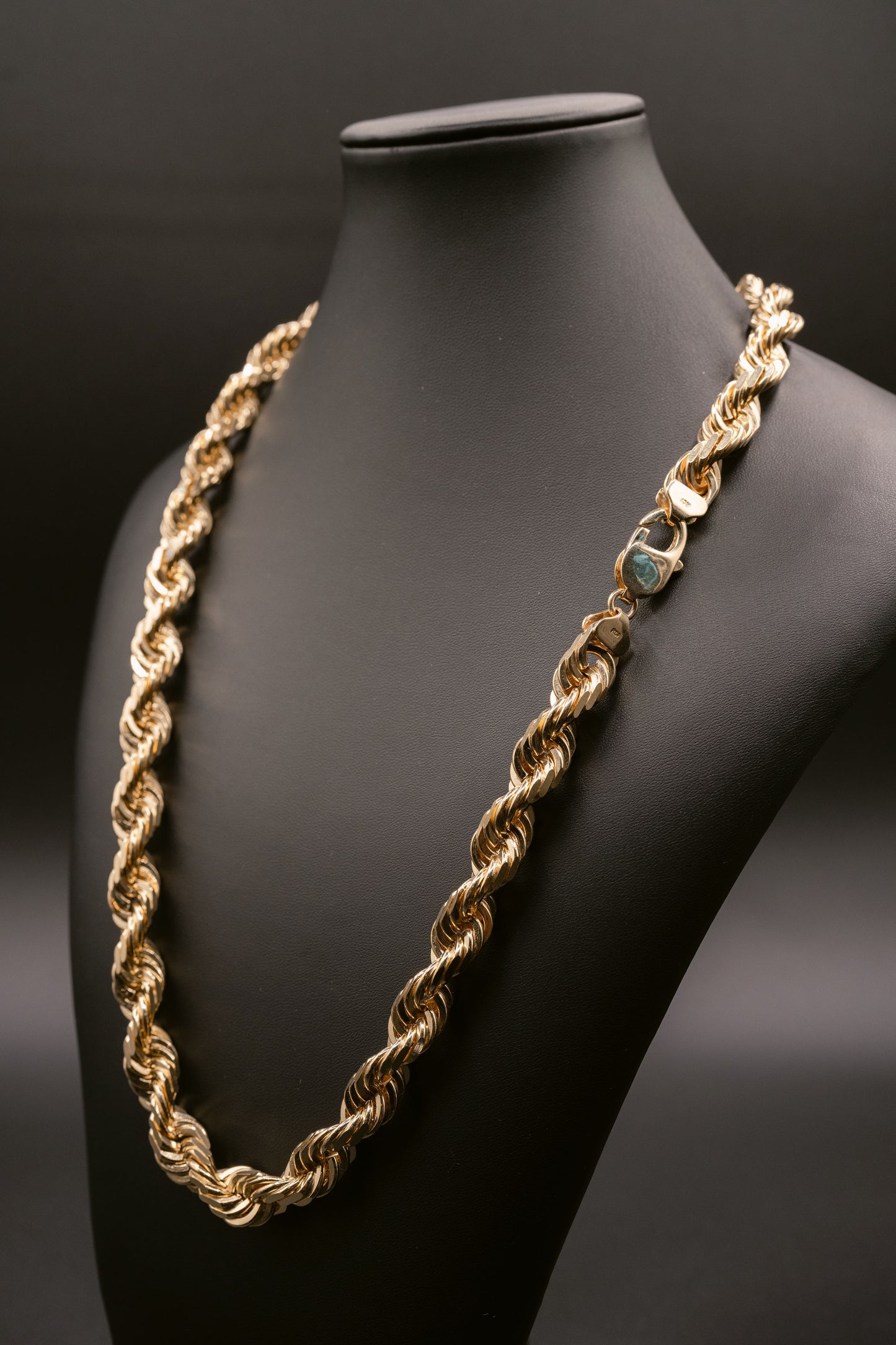 (18KT) 12MM - 20MM: Yellow Gold Diamond Cut Rope Chain