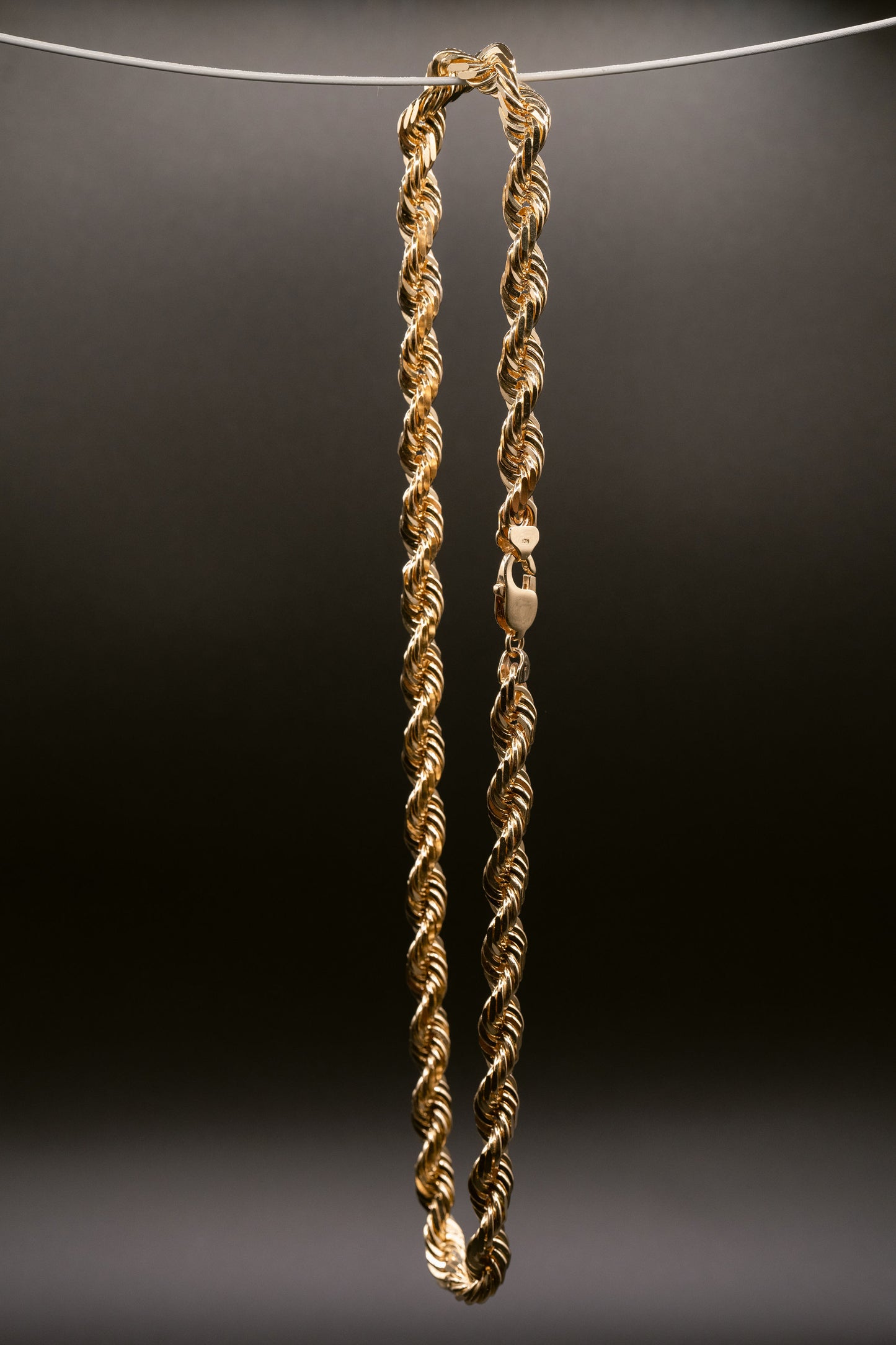 (18KT) 12MM - 20MM: Yellow Gold Diamond Cut Rope Chain