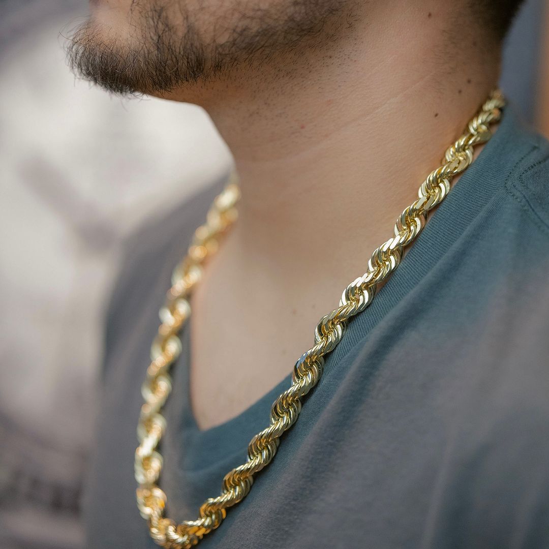 Rope Gold Chain Necklace for Men. Men's Gold Rope Necklace. LA Rope Chains for Men in California  