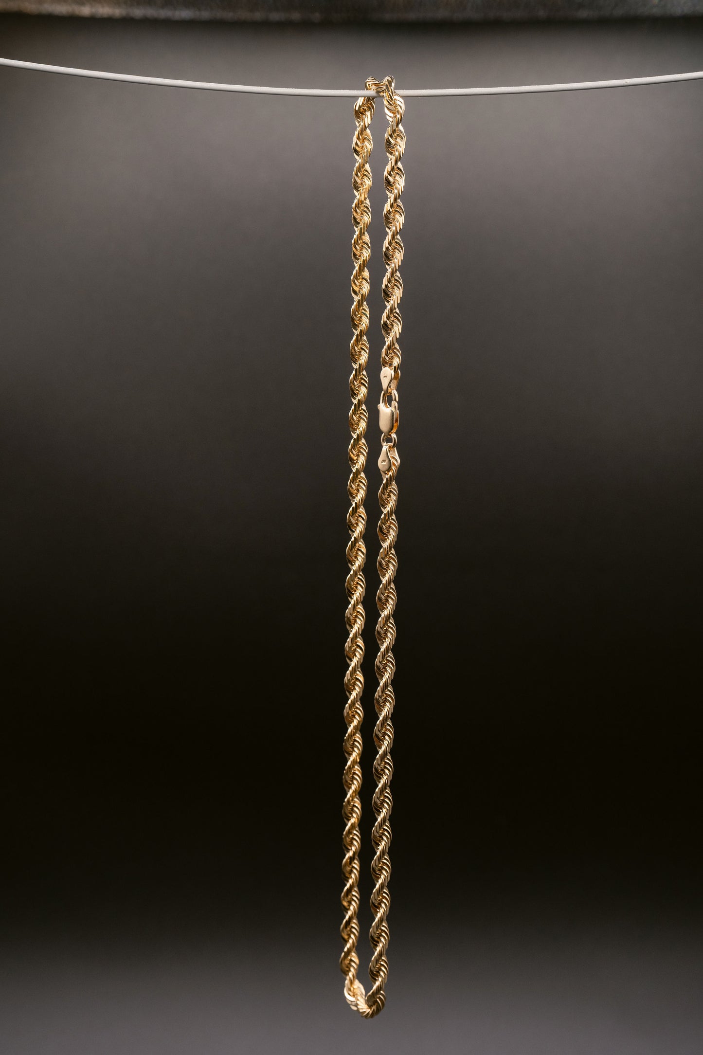 (14KT) 6MM - 10MM: Yellow Gold Diamond Cut Rope Chain