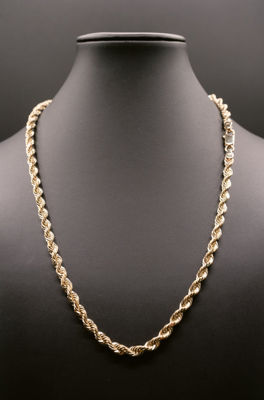 (10KT) 6MM - 10MM: Yellow Gold Diamond Cut Rope Chain