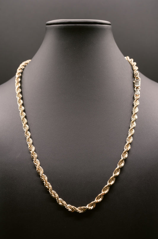 (18KT) 6MM - 10MM: Yellow Gold Diamond Cut Rope Chain