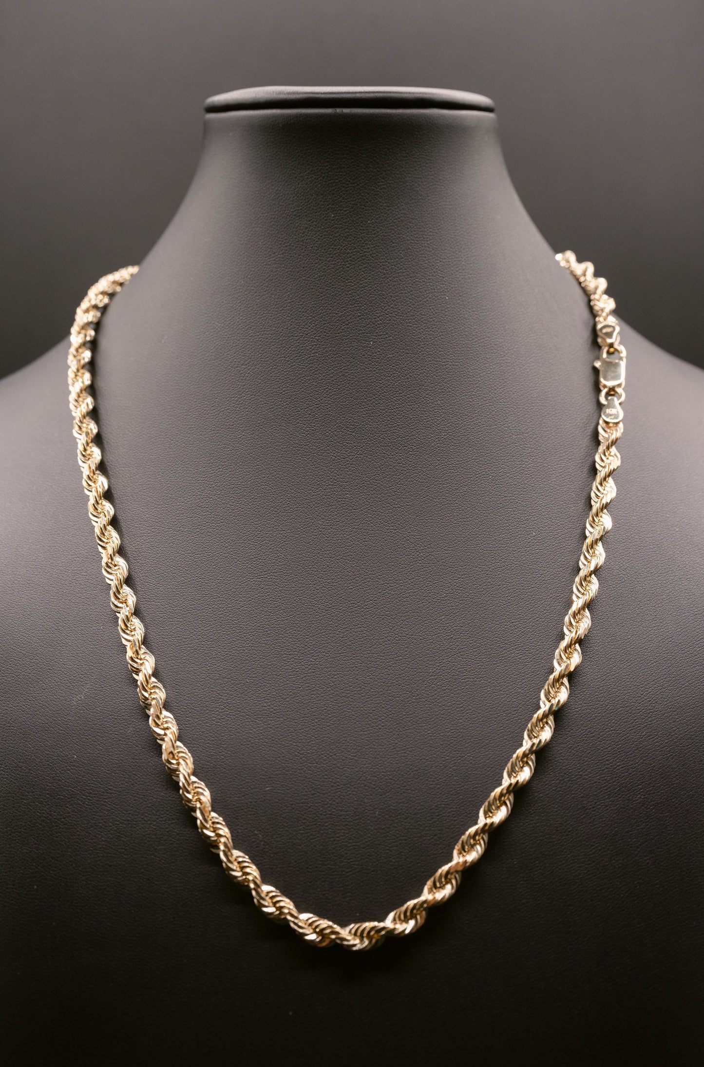 (14KT) 6MM - 10MM: Yellow Gold Diamond Cut Rope Chain