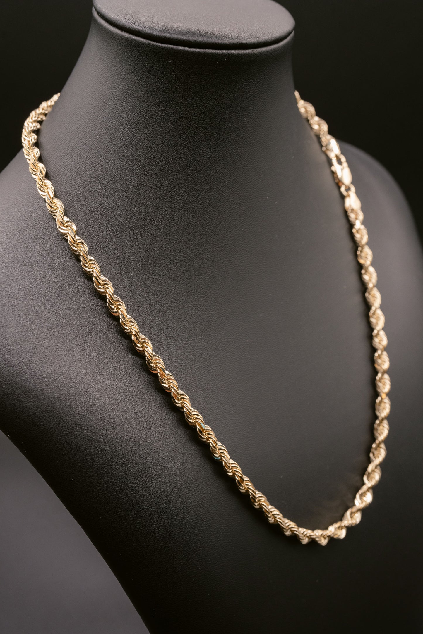 (18KT) 6MM - 10MM: Yellow Gold Diamond Cut Rope Chain