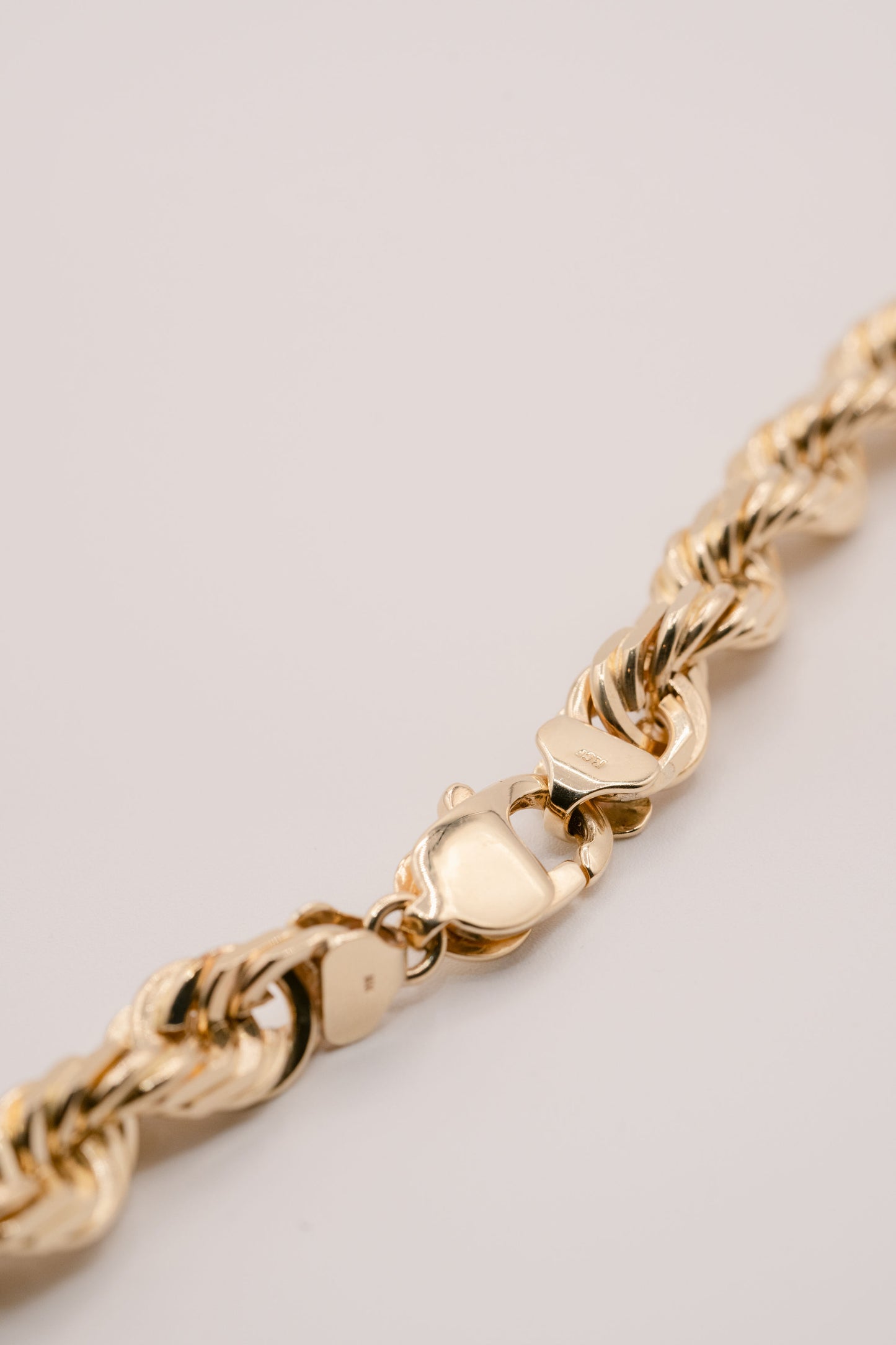 (14KT) 6MM - 10MM: Yellow Gold Diamond Cut Rope Chain