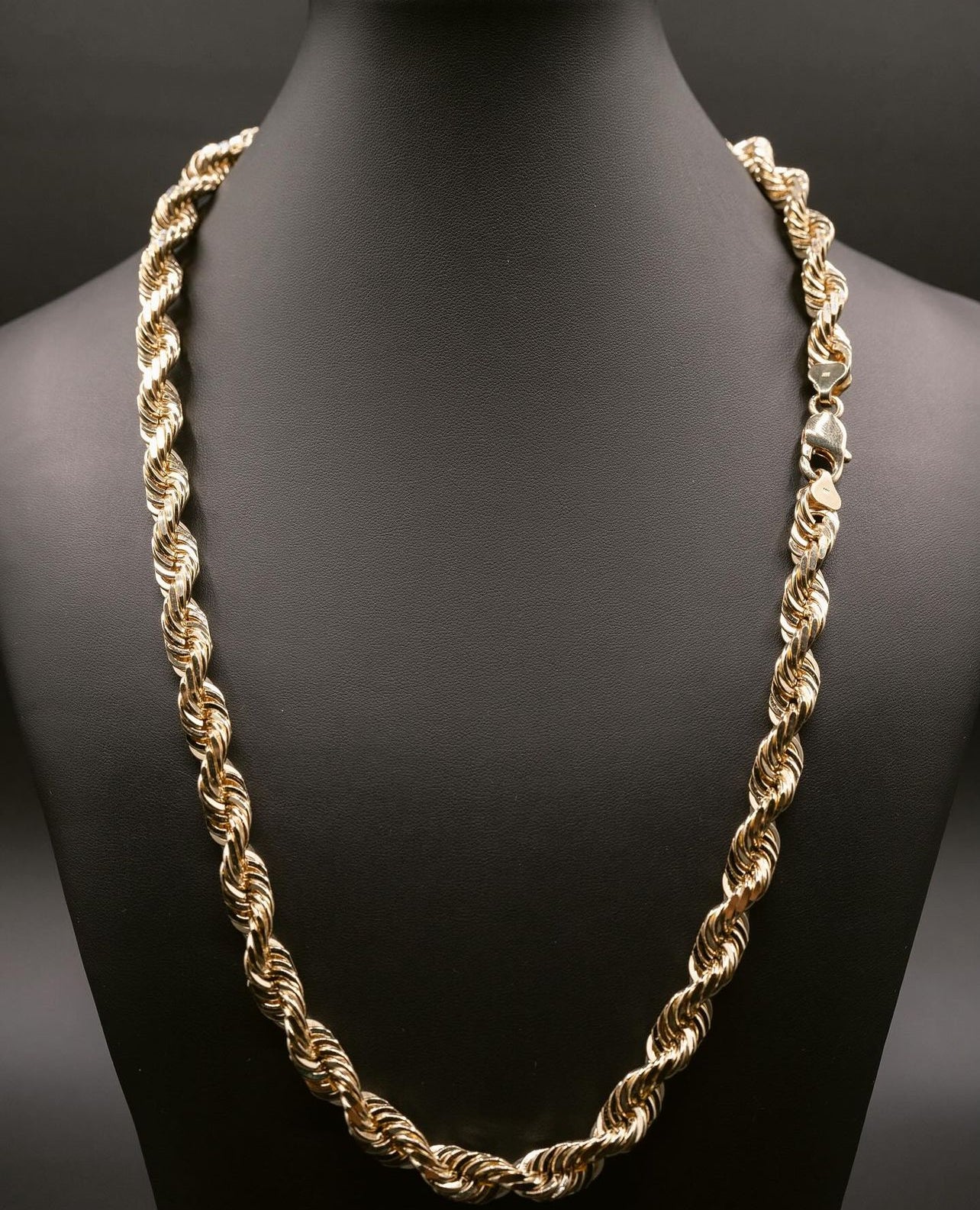 (18KT) 6MM - 10MM: Yellow Gold Diamond Cut Rope Chain