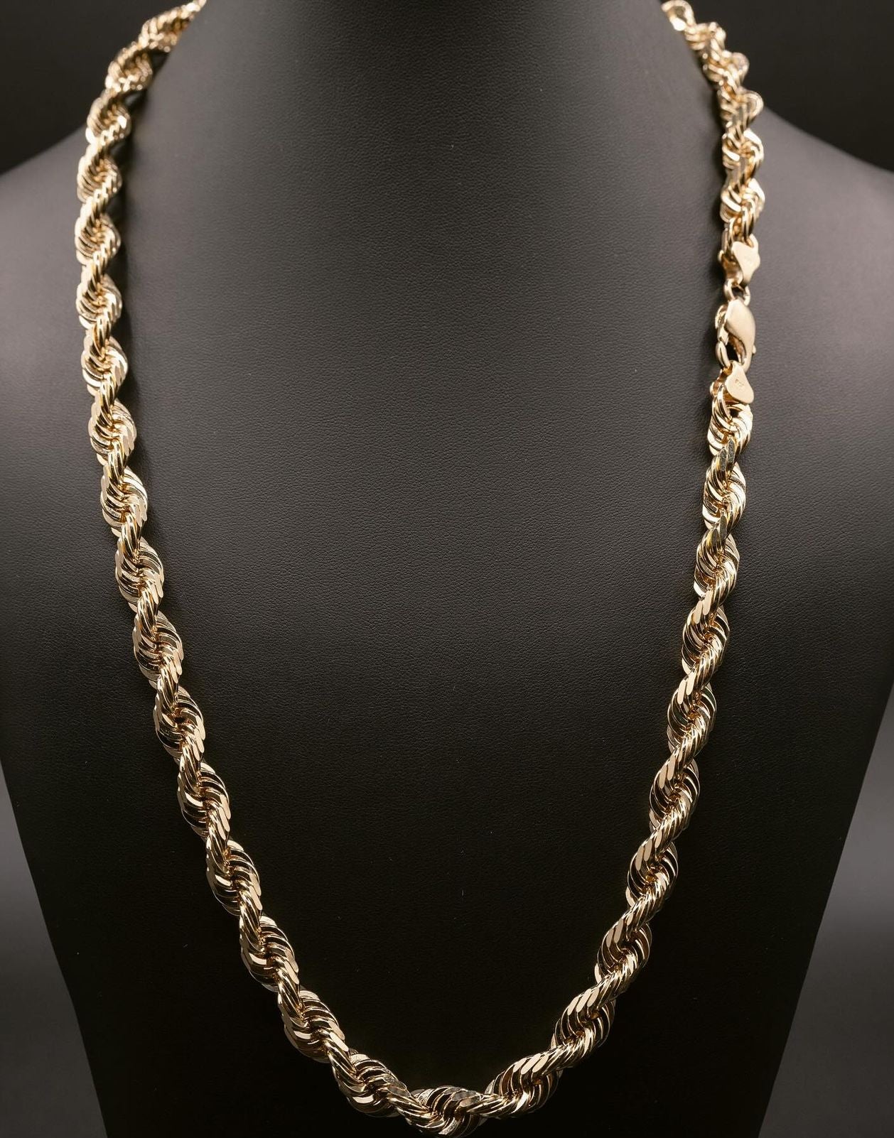 (18KT) 6MM - 10MM: Yellow Gold Diamond Cut Rope Chain