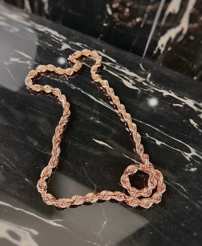 (18KT) 12MM - 20MM: Rose Gold Diamond Cut Rope Chain