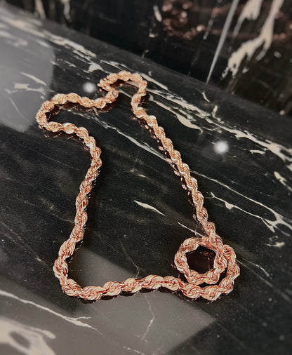 (10KT) 6MM - 10MM: Rose Gold Diamond Cut Rope Chain