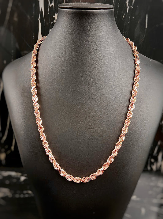 (10KT) 6MM - 10MM: Rose Gold Diamond Cut Rope Chain