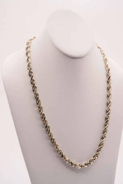 (18KT) 6MM - 10MM: White Gold Diamond Cut Rope Chain