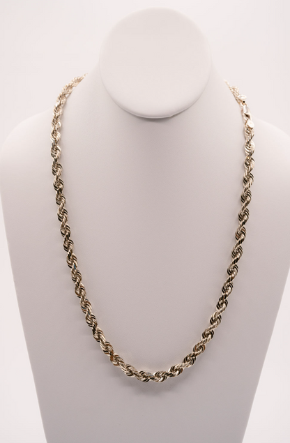 (10KT) 6MM - 10MM: White Gold Diamond Cut Rope Chain