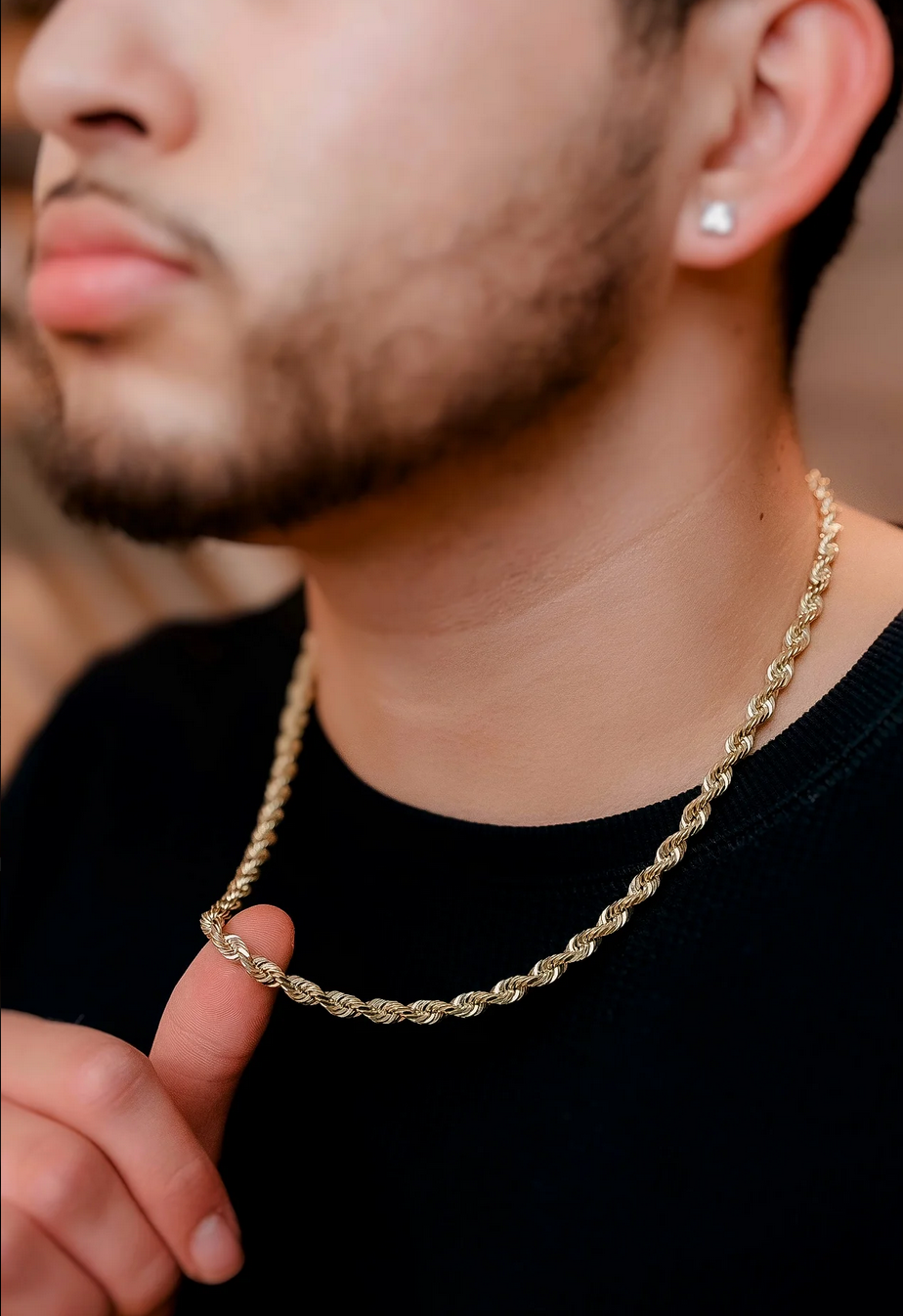 Rope Gold Chain Necklace for Men. Men's Gold Rope Necklace. LA Rope Chains for Men in California  