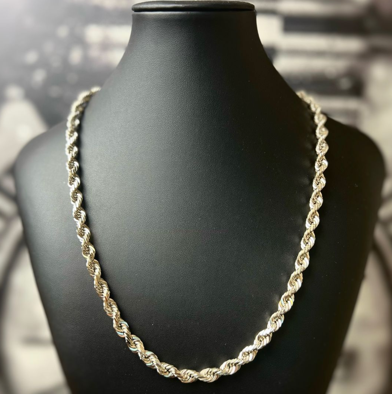 Men's White Gold Rope Chain Necklace For Men And Women